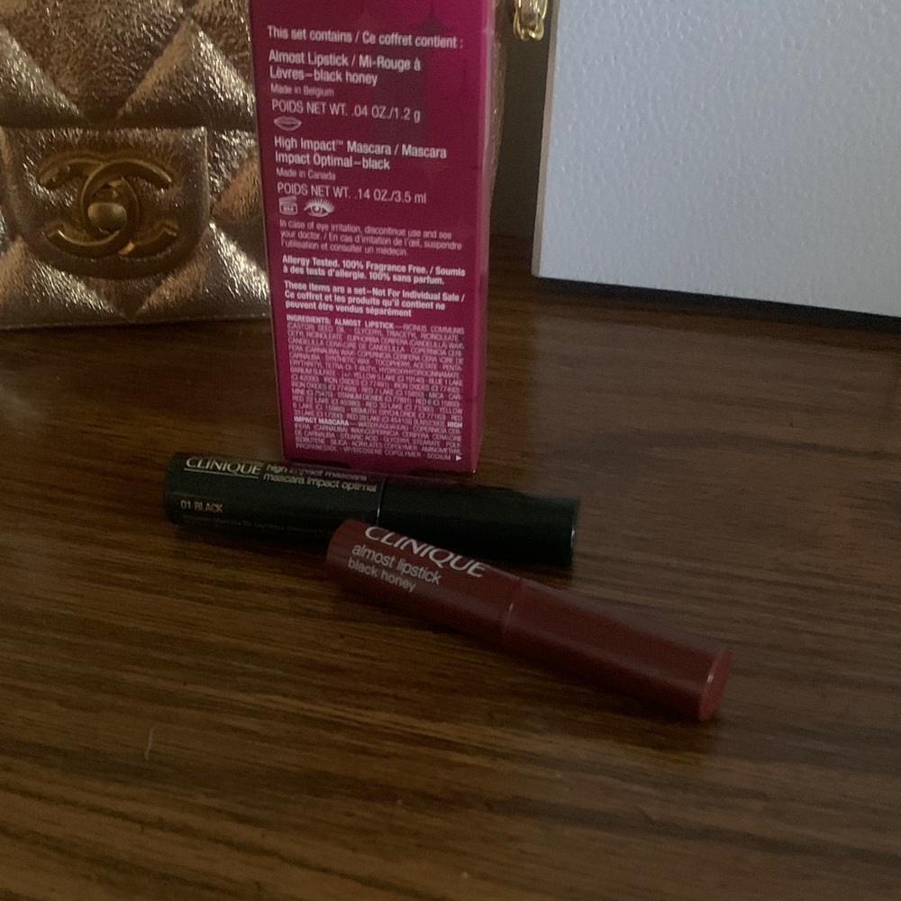 Clinique Almost Lipstick in Deep Red and High Impact Mascara in Black